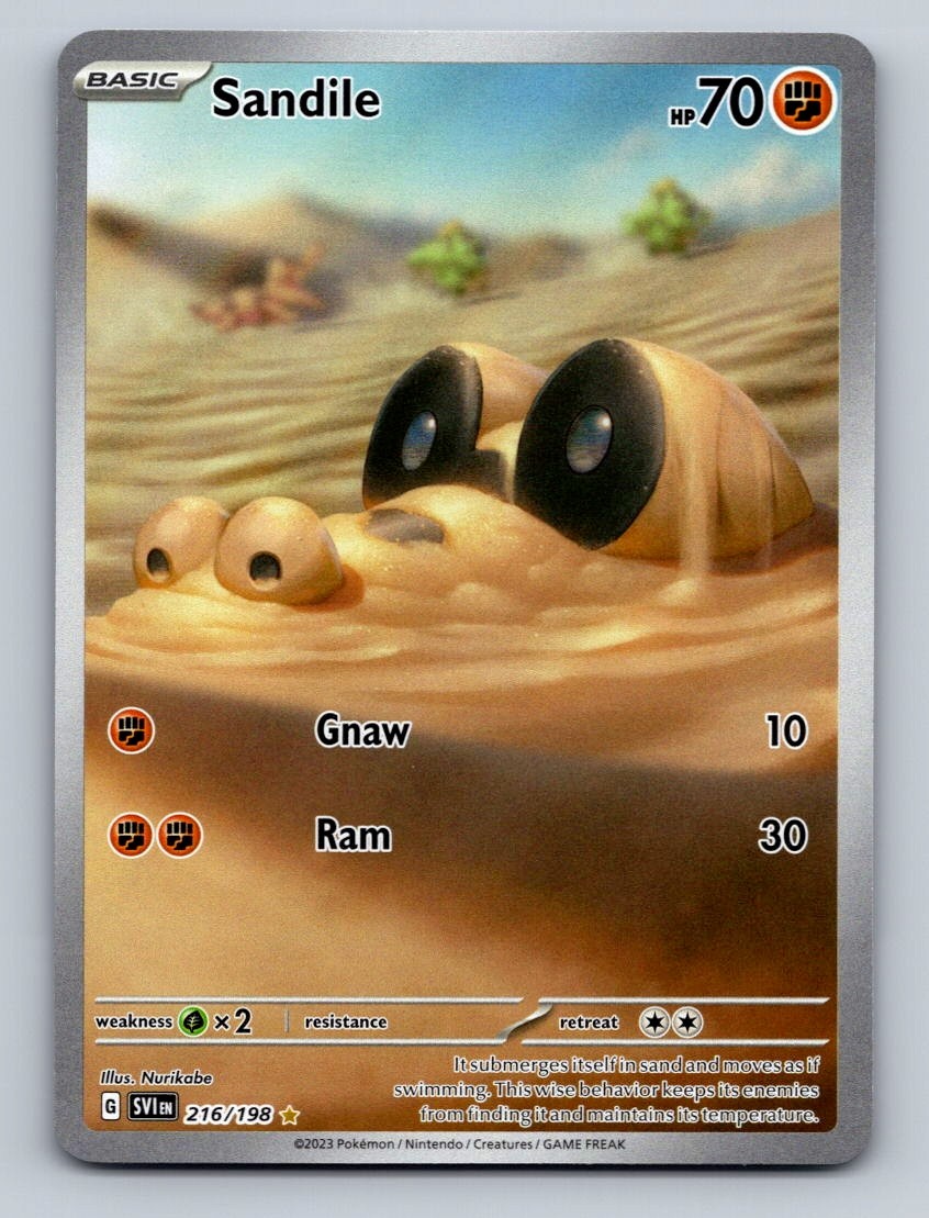 Pokemon TCG Sandile Holo Illustration Rare SV01: Scarlet & Violet Base Set 216/1