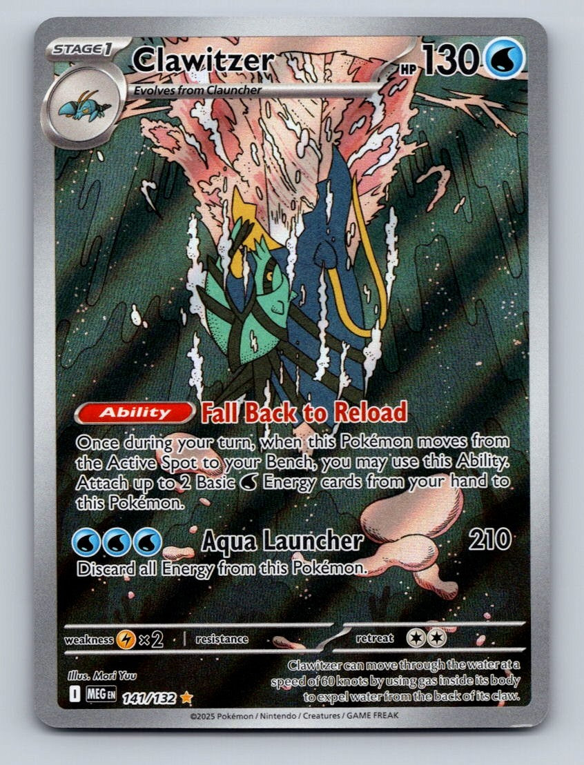 Pokemon TCG Clawitzer Holo Illustration Rare ME01: Mega Evolution 141/132