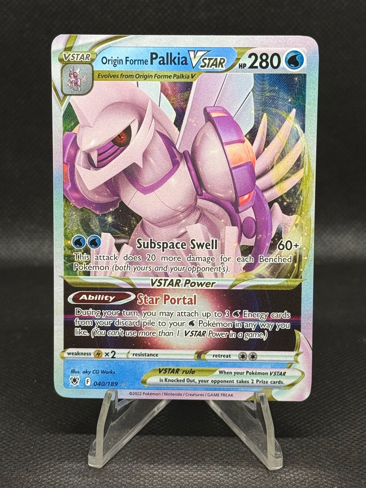 Origin Forme Palkia VSTAR Holo Ultra Rare SWSH10: Astral Radiance 040/189 NM