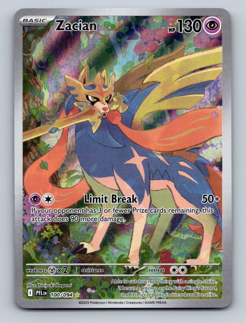 Pokemon TCG Zacian Holo Illustration Rare ME02: Phantasmal Flames 100/094