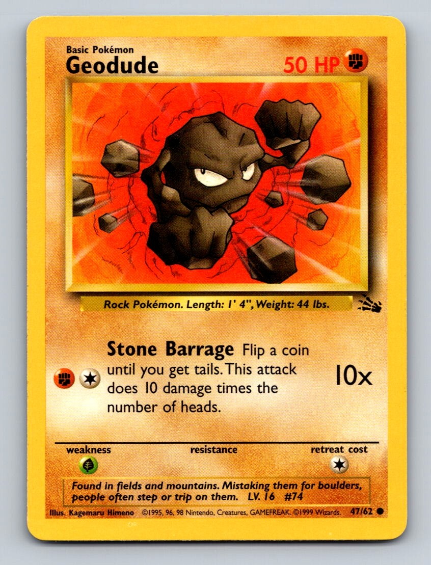 Pokemon TCG Geodude Unlimited Common Fossil 47/62