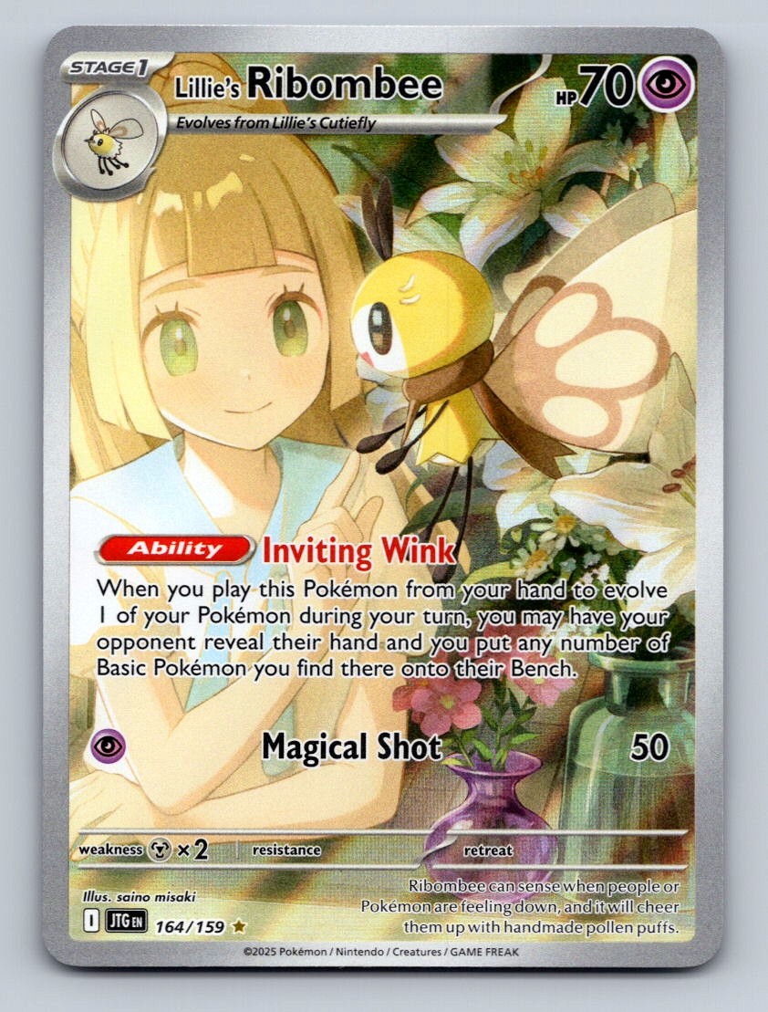 Pokemon TCG Lillie's Ribombee Holo Illustration Rare SV09: Journey Together 164/