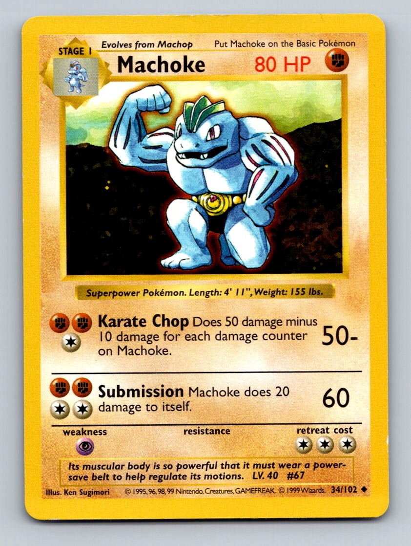 Machoke Unlimited Uncommon Base Set (Shadowless) 034/102 NM