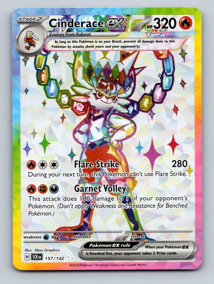 Pokemon TCG Cinderace ex Holo Ultra Rare SV07: Stellar Crown 157/142
