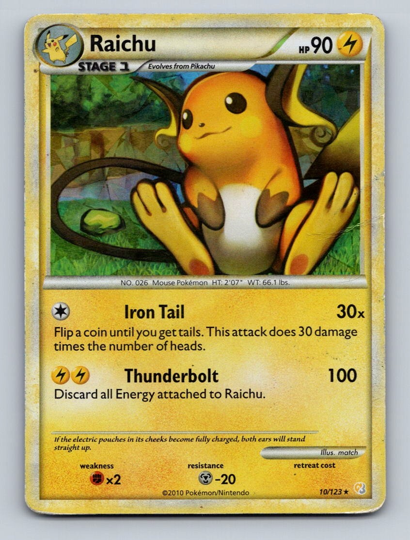 Pokemon TCG Raichu Holo Holo Rare HeartGold SoulSilver 10/123