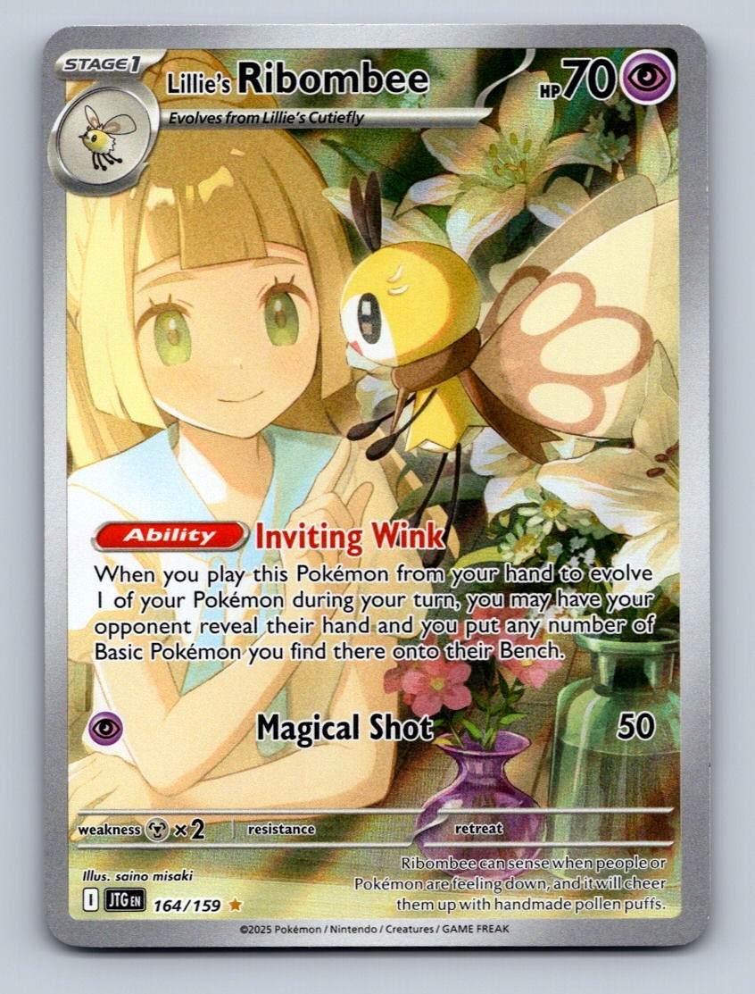 Pokemon TCG Lillie's Ribombee Holo Illustration Rare SV09: Journey Together 164/