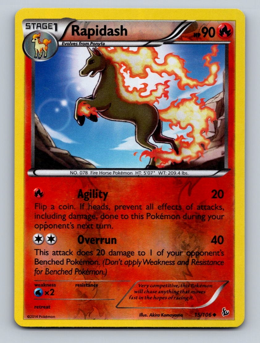 Pokemon TCG Rapidash Reverse Holo Uncommon XY - Flashfire 15/106