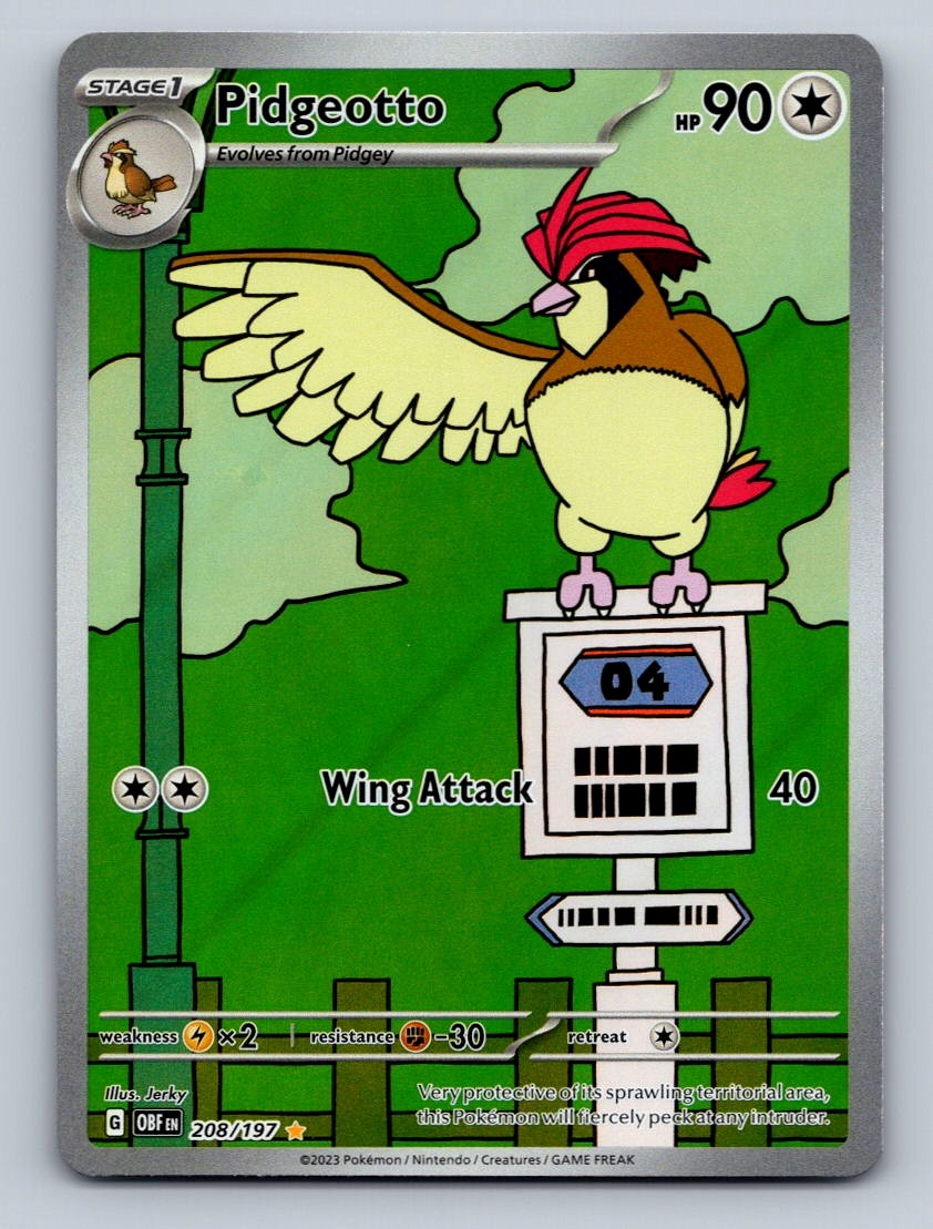 Pokemon TCG Pidgeotto Holo Illustration Rare SV03: Obsidian Flames 208/197