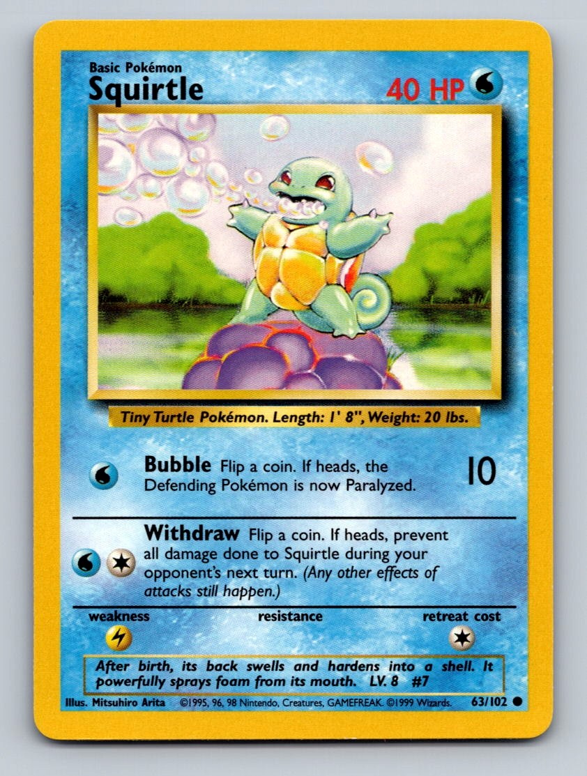 Pokemon TCG Squirtle Regular Common Base Set 063/102