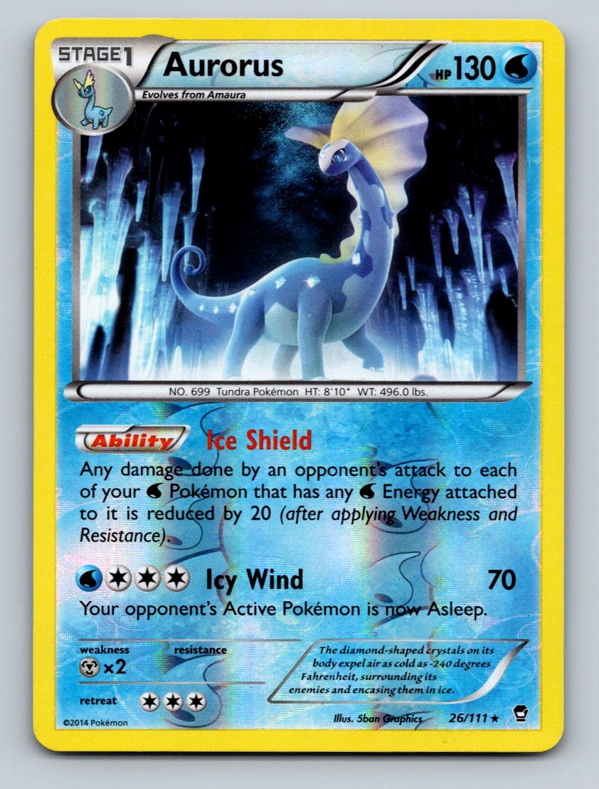 Pokemon TCG Aurorus Reverse Holo Rare XY - Furious Fists 26/111