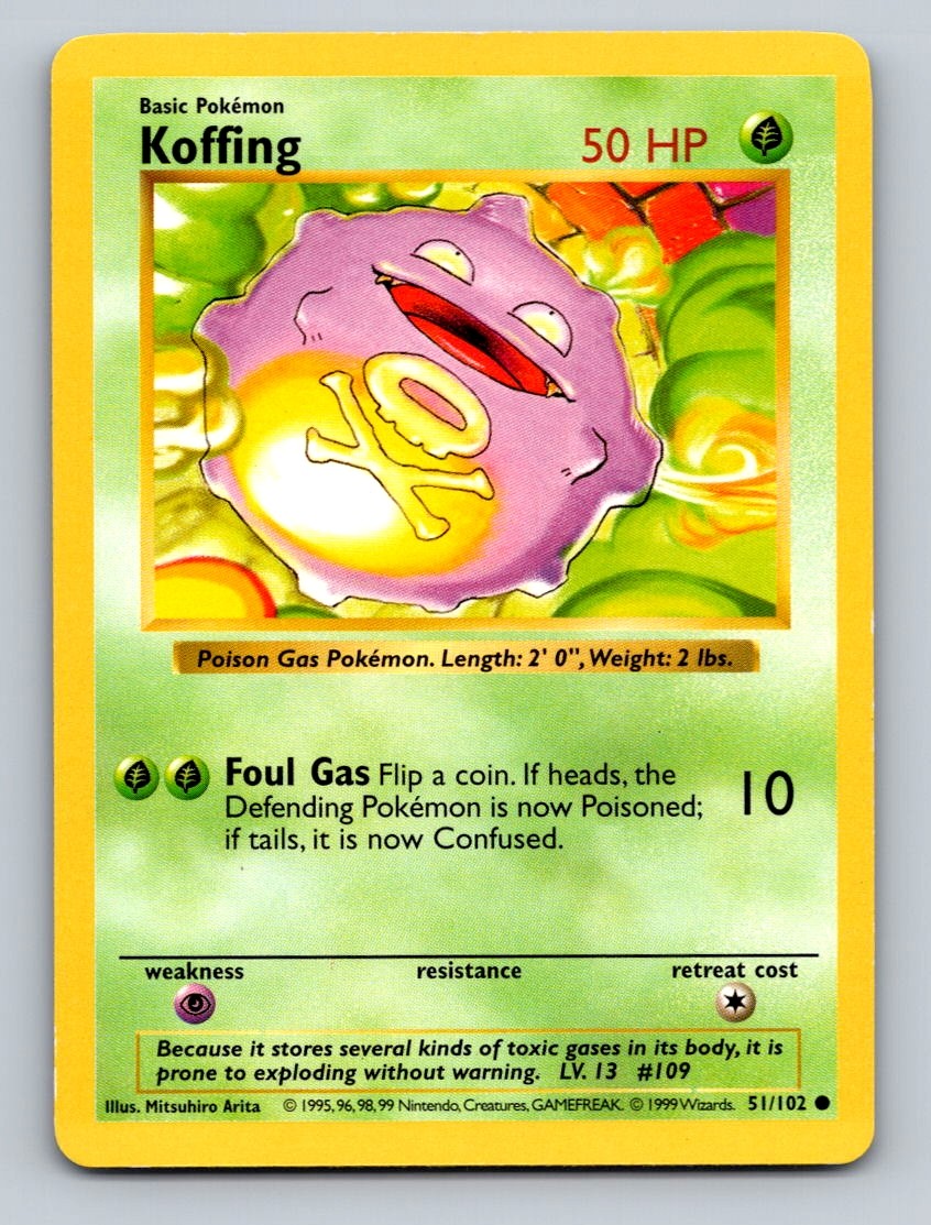 Koffing Unlimited Common Base Set (Shadowless) 051/102
