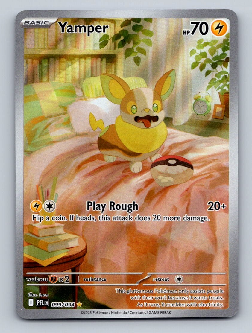 Pokemon TCG Yamper Holo Illustration Rare ME02: Phantasmal Flames 099/094