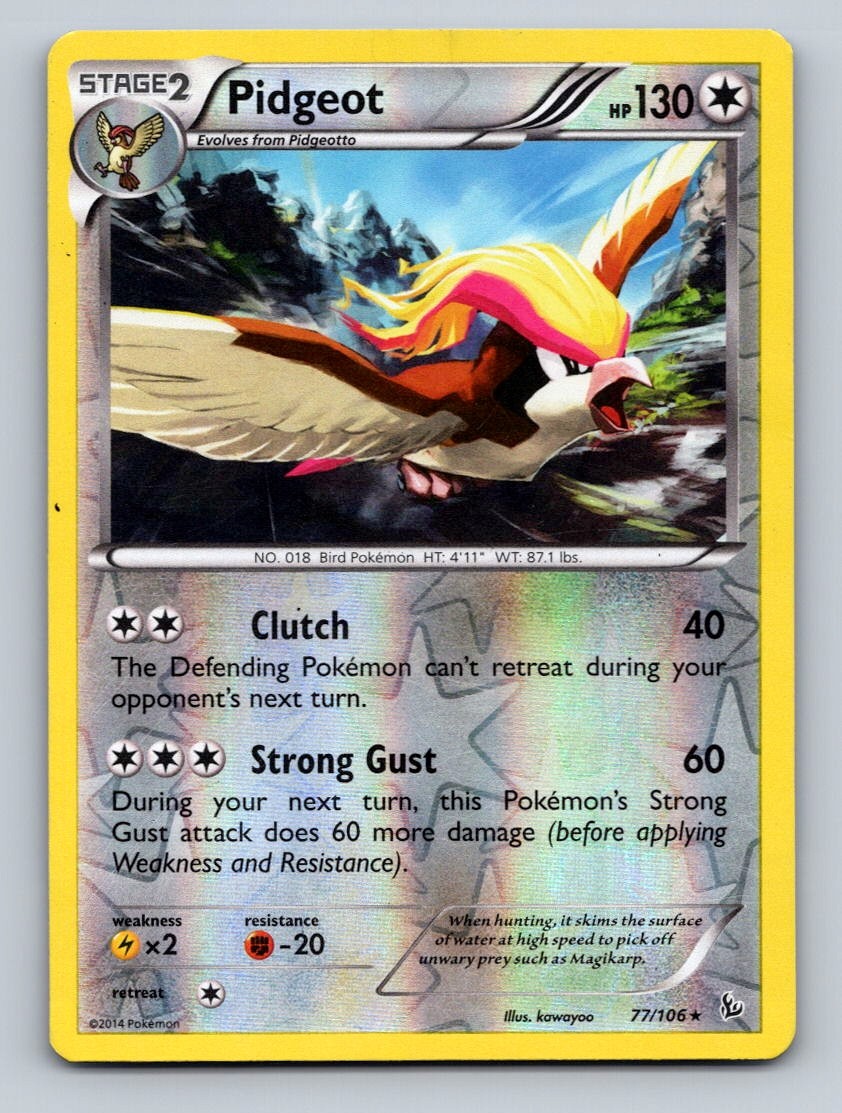 Pokemon TCG Pidgeot Reverse Holo Rare XY - Flashfire 77/106