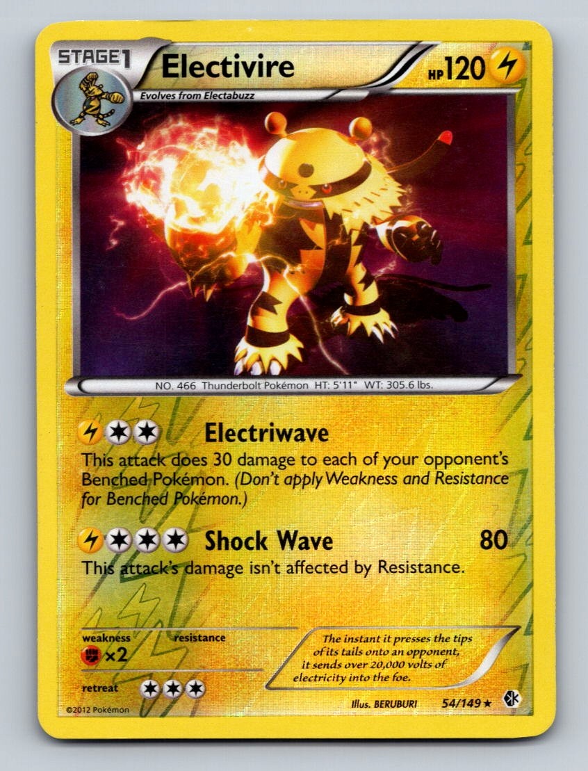 Pokemon TCG Electivire Reverse Holo Holo Rare Boundaries Crossed 54/149