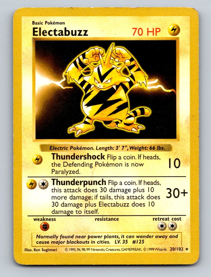 Pokemon TCG Electabuzz Rare Base Set 020/102