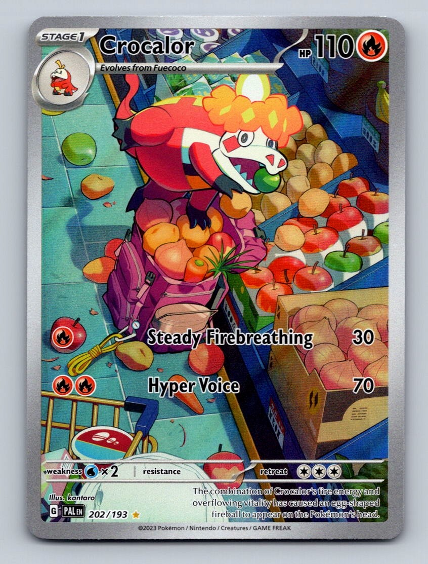 Pokemon TCG Crocalor Holo Illustration Rare SV02: Paldea Evolved 202/193