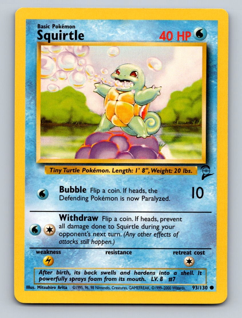 Pokemon TCG Squirtle Regular Common Base Set 2 093/130