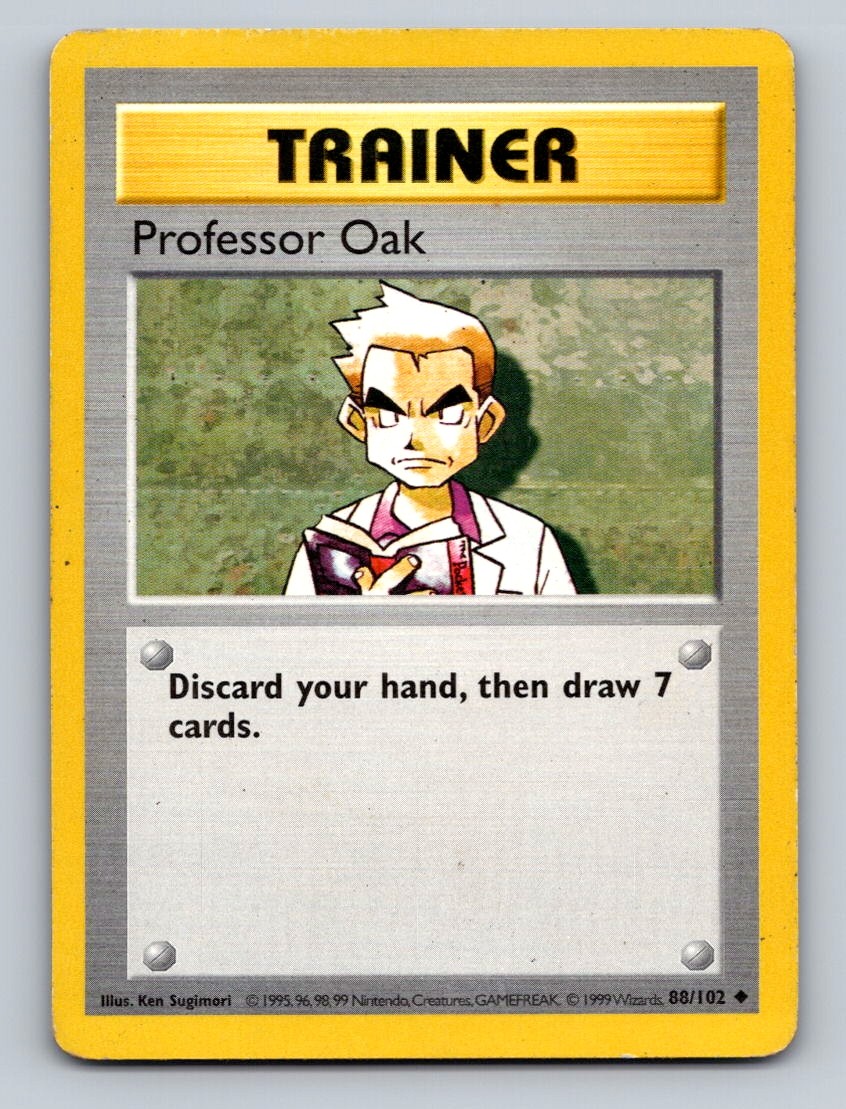 Pokemon TCG Professor Oak Unlimited Uncommon Base Set (Shadowless) 088/102