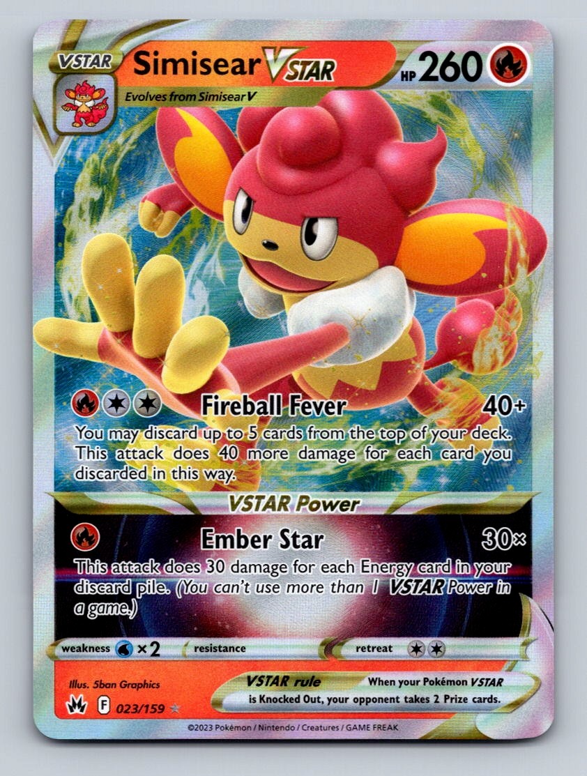 Pokemon TCG Simisear VSTAR Holo Ultra Rare SWSH: Crown Zenith 023/159