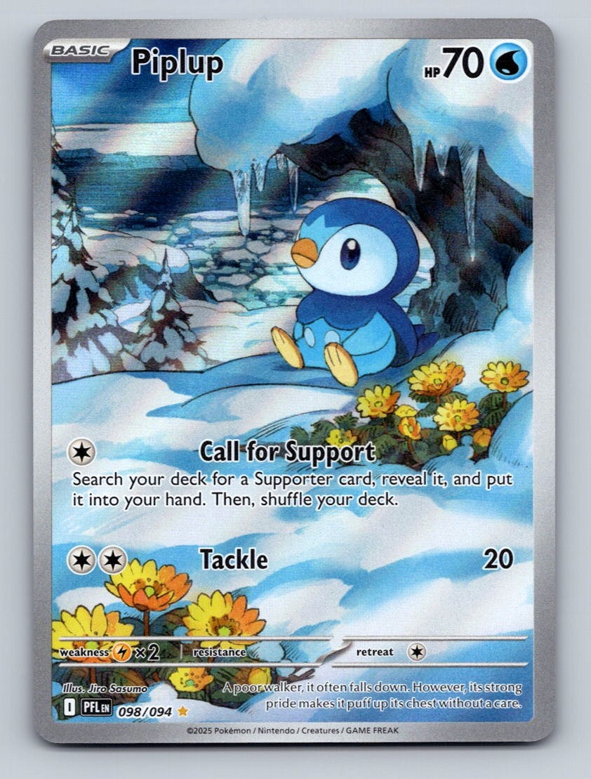 Pokemon TCG Piplup Holo Illustration Rare ME02: Phantasmal Flames 098/094