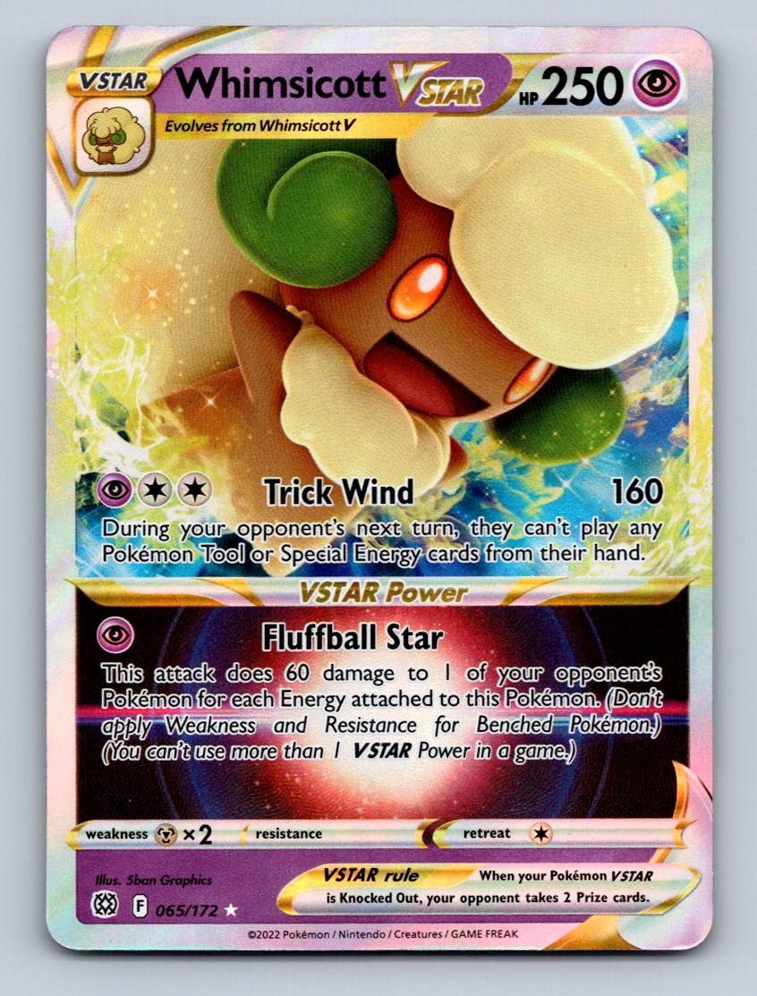 Pokemon TCG Whimsicott VSTAR Holo Ultra Rare SWSH09: Brilliant Stars 065/172