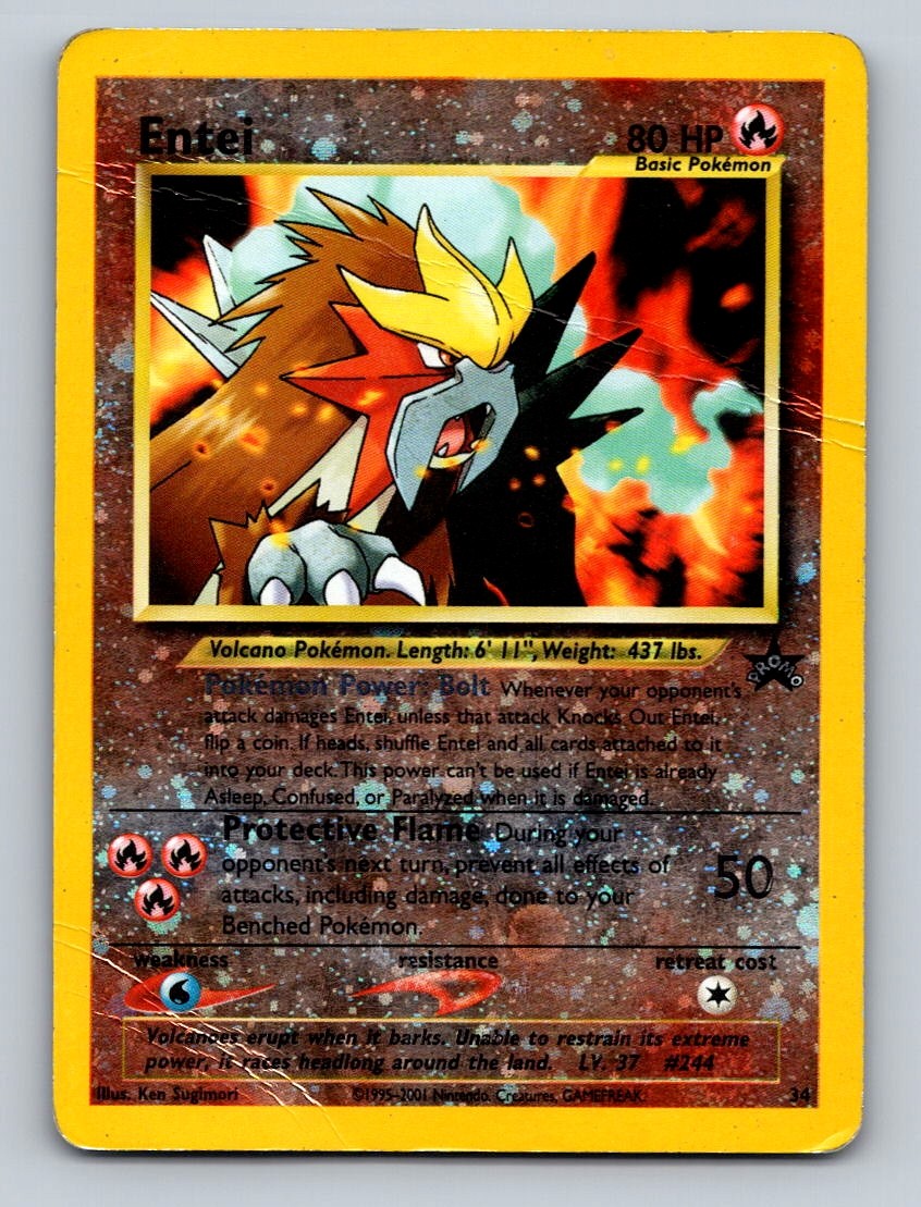 Pokemon TCG Entei Reverse Holo Promo WoTC Promo 34/53