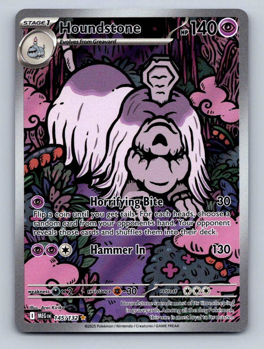 Pokemon TCG Houndstone Holo Illustration Rare ME01: Mega Evolution 145/132