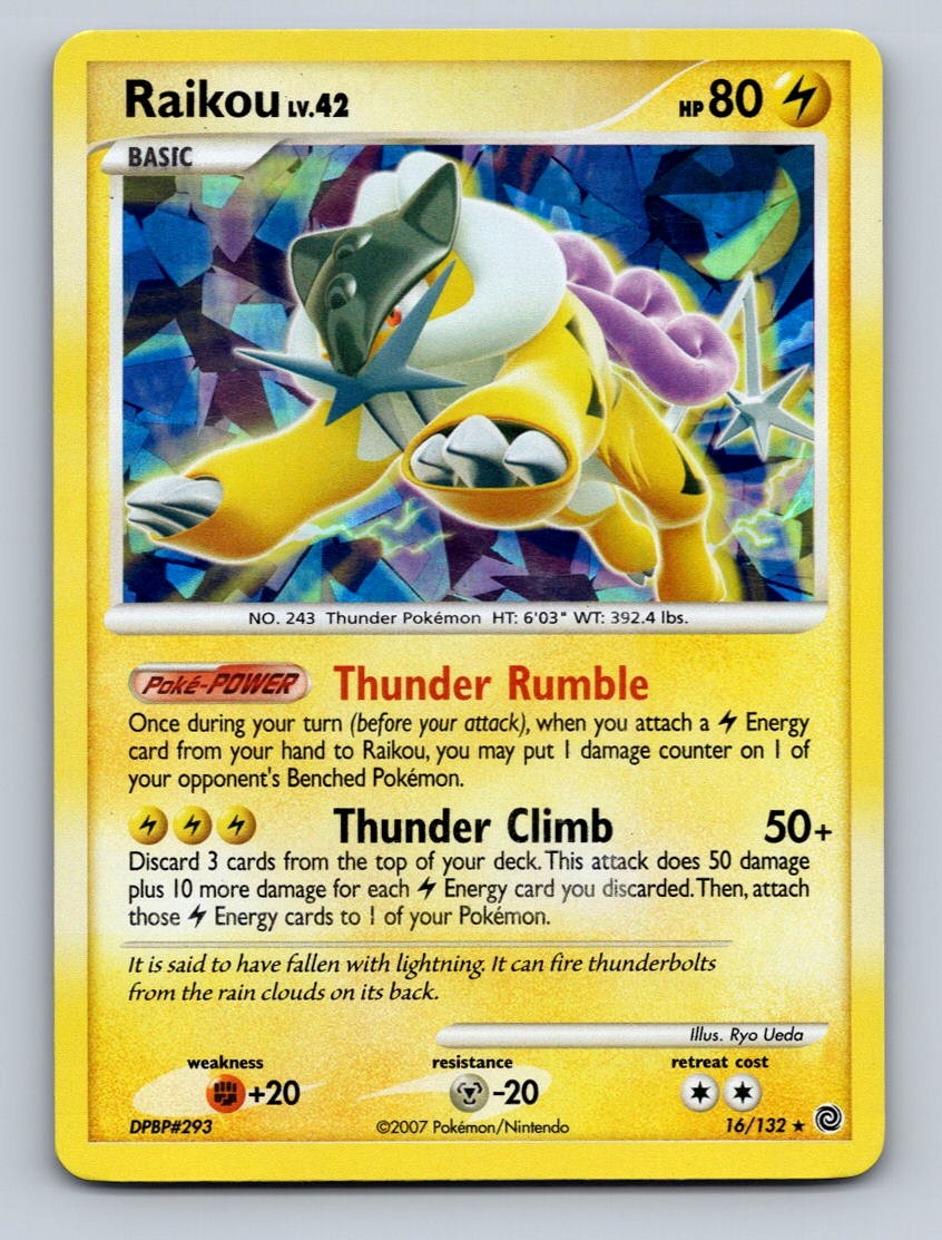 Pokemon TCG Raikou Holo Holo Rare Secret Wonders 16/132