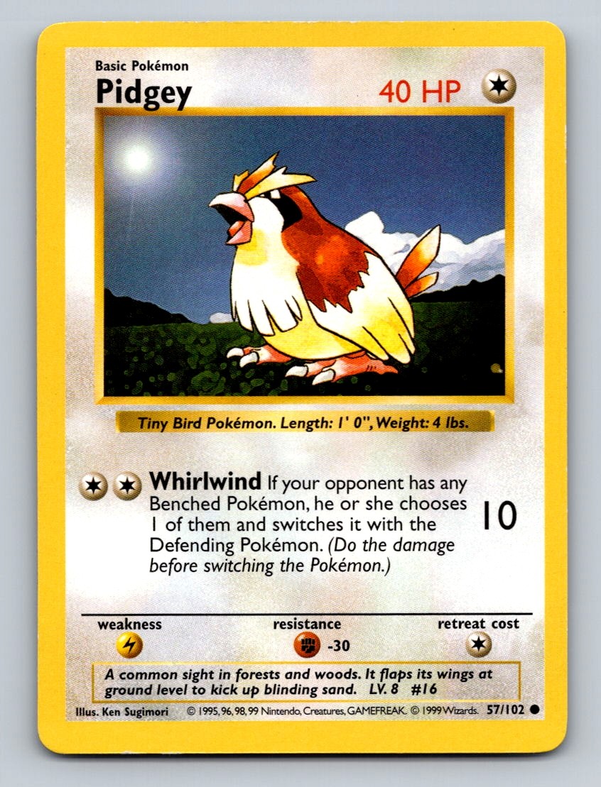 Pidgey Unlimited Common Base Set (Shadowless) 057/102 NM