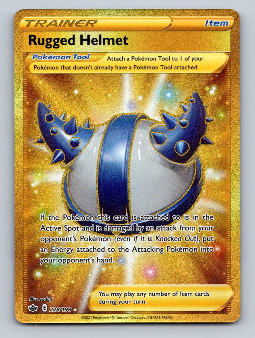 Pokemon TCG Rugged Helmet (Secret) Holo Secret Rare SWSH06: Chilling Reign 228/1