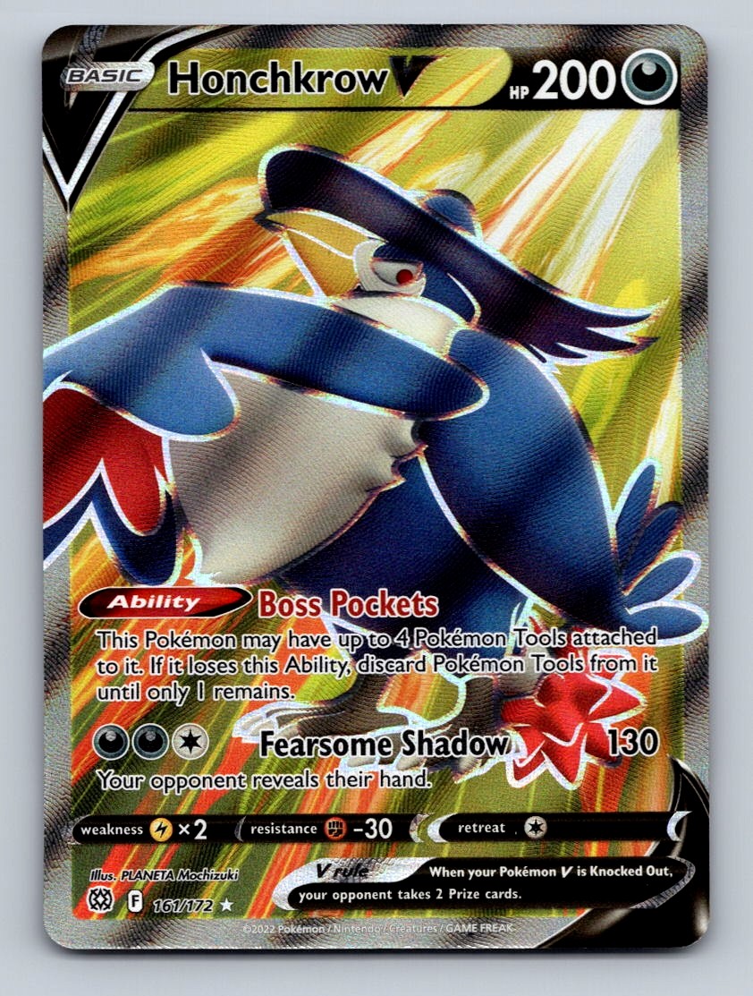 Pokemon TCG Honchkrow V (Full Art) Holo Ultra Rare SWSH09: Brilliant Stars 161/1