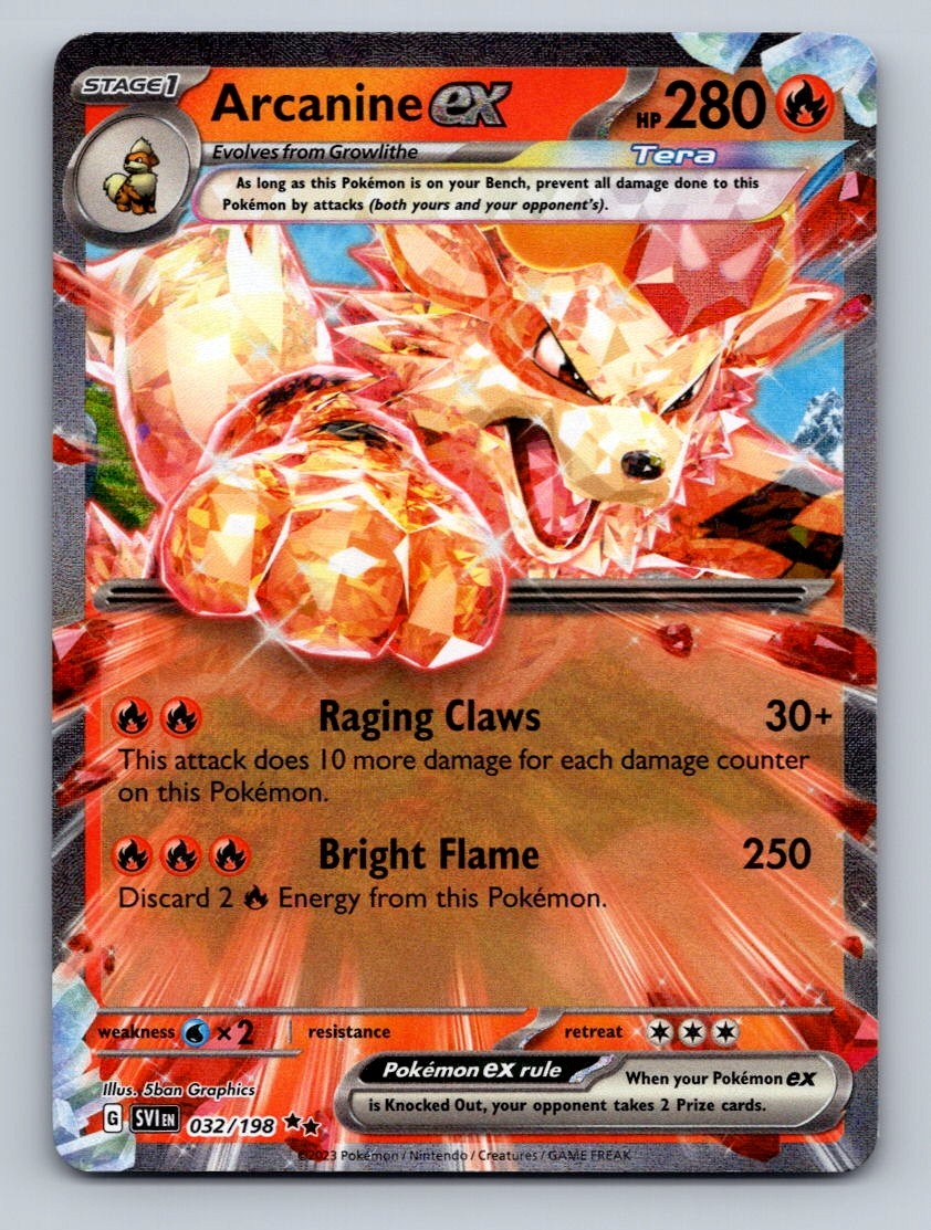 Pokemon TCG Arcanine ex Holo Double Rare SV01: Scarlet & Violet Base Set 032/198