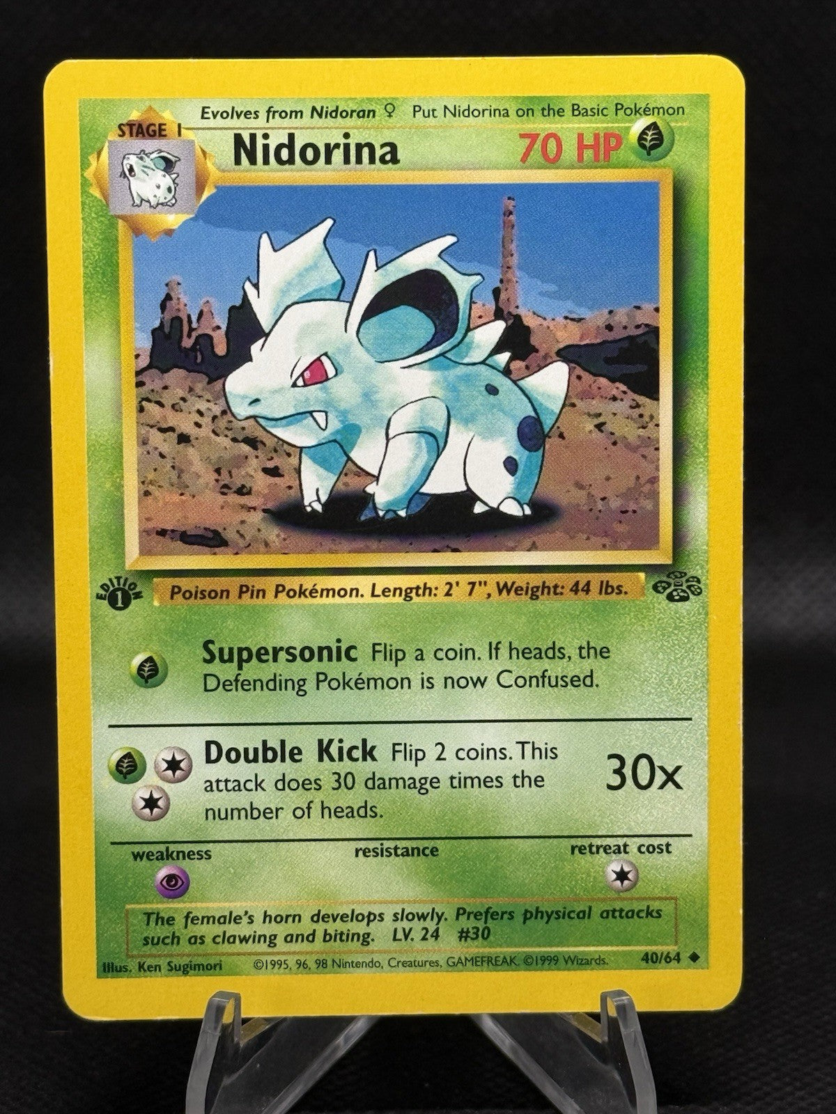 [LP+/NM] 1999 Pokemon Jungle Nidorina 1st Edition #40/64 Uncommon