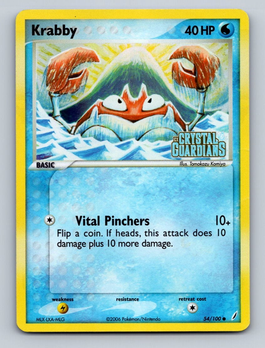 Pokemon TCG Krabby Common Crystal Guardians Stamped 054/100