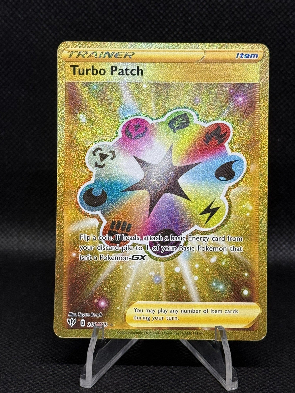 Turbo Patch 200/189 Gold Secret Sword & Shield Darkness Ablaze Pokemon TCG NM
