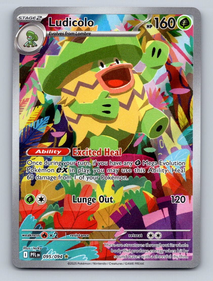 Pokemon TCG Ludicolo Holo Illustration Rare ME02: Phantasmal Flames 095/094