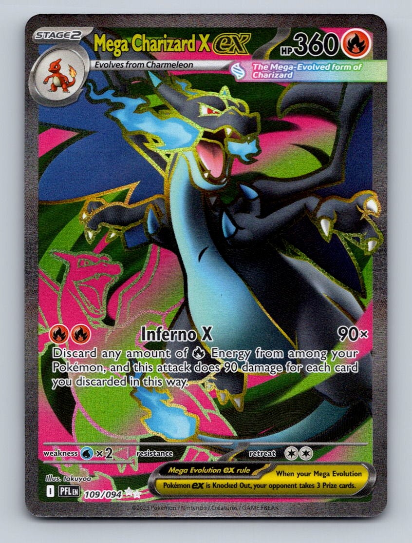 Pokemon TCG Mega Charizard X ex - Holo Ultra Rare ME02: Phantasmal Flames 109/09