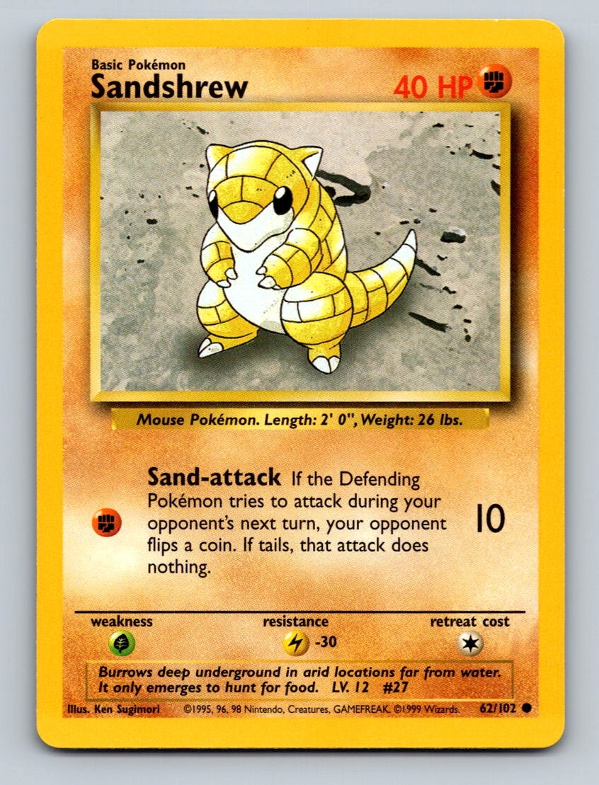 Sandshrew Unlimited Common Base Set (Shadowless) 062/102