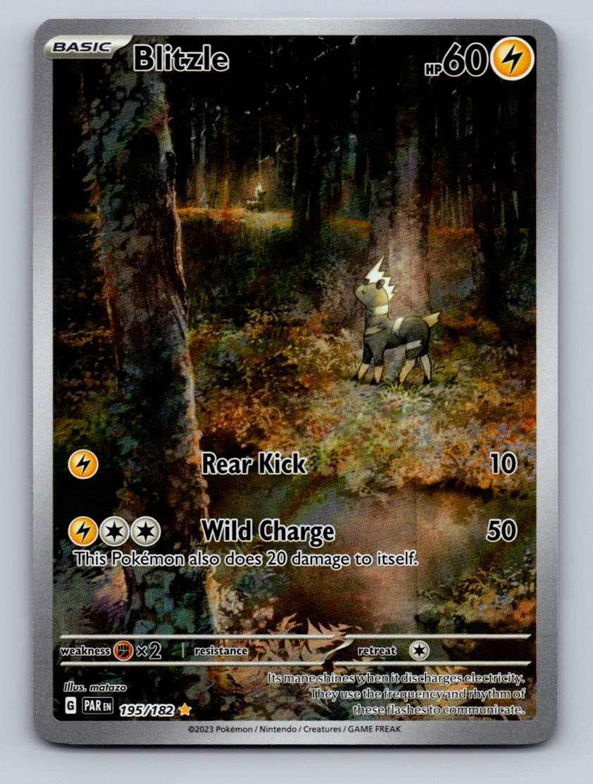 Pokemon TCG Blitzle Holo Illustration Rare SV04: Paradox Rift 195/182