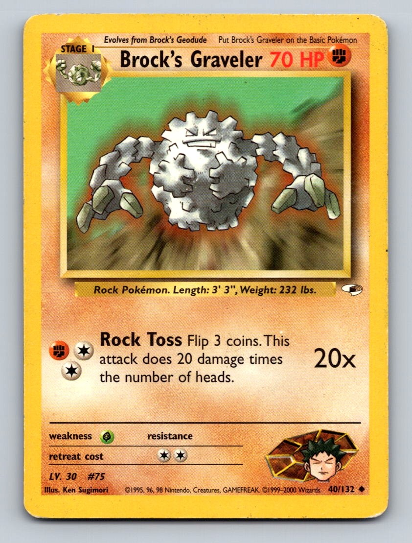 Pokemon TCG Brock's Graveler Unlimited Uncommon Gym Heroes 040/132