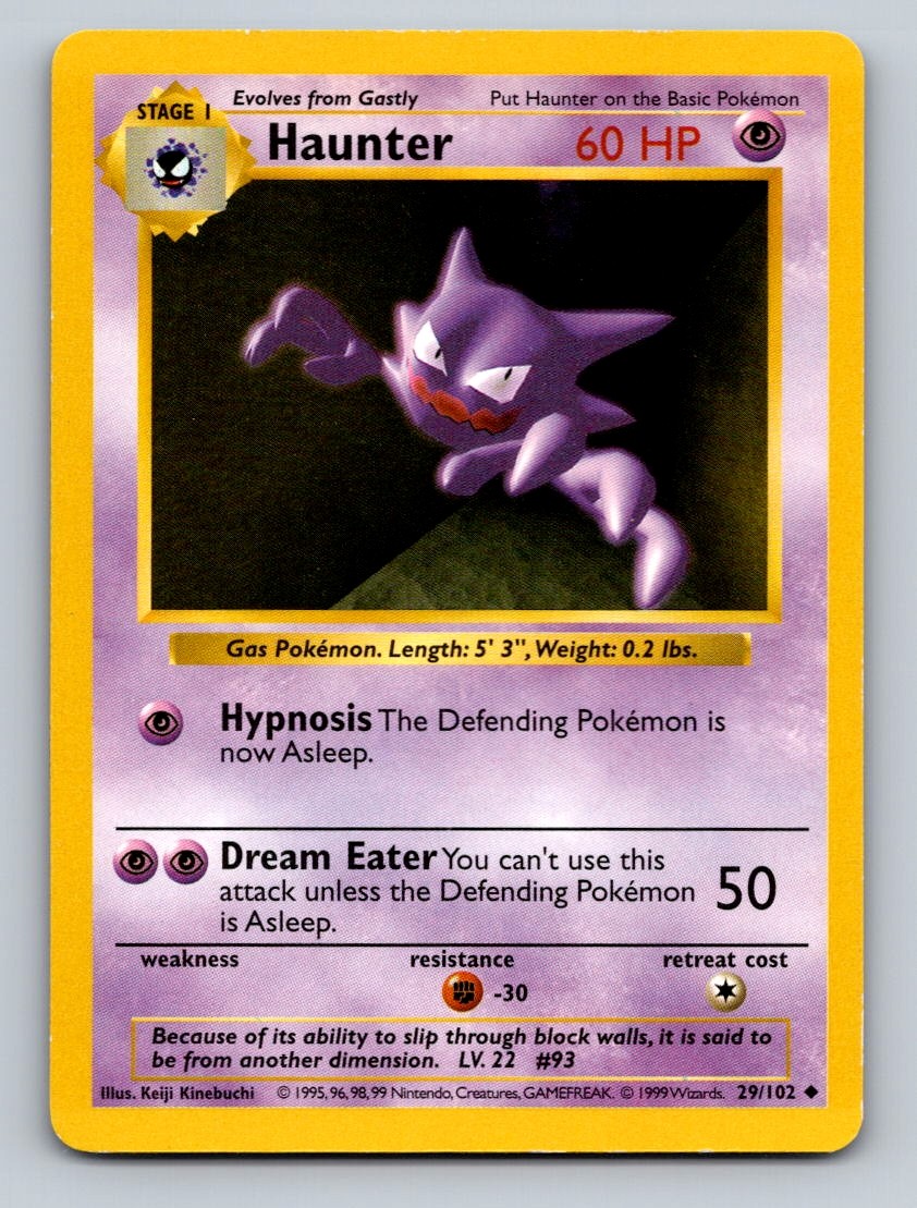 Haunter Unlimited Uncommon Base Set (Shadowless) 029/102 NM