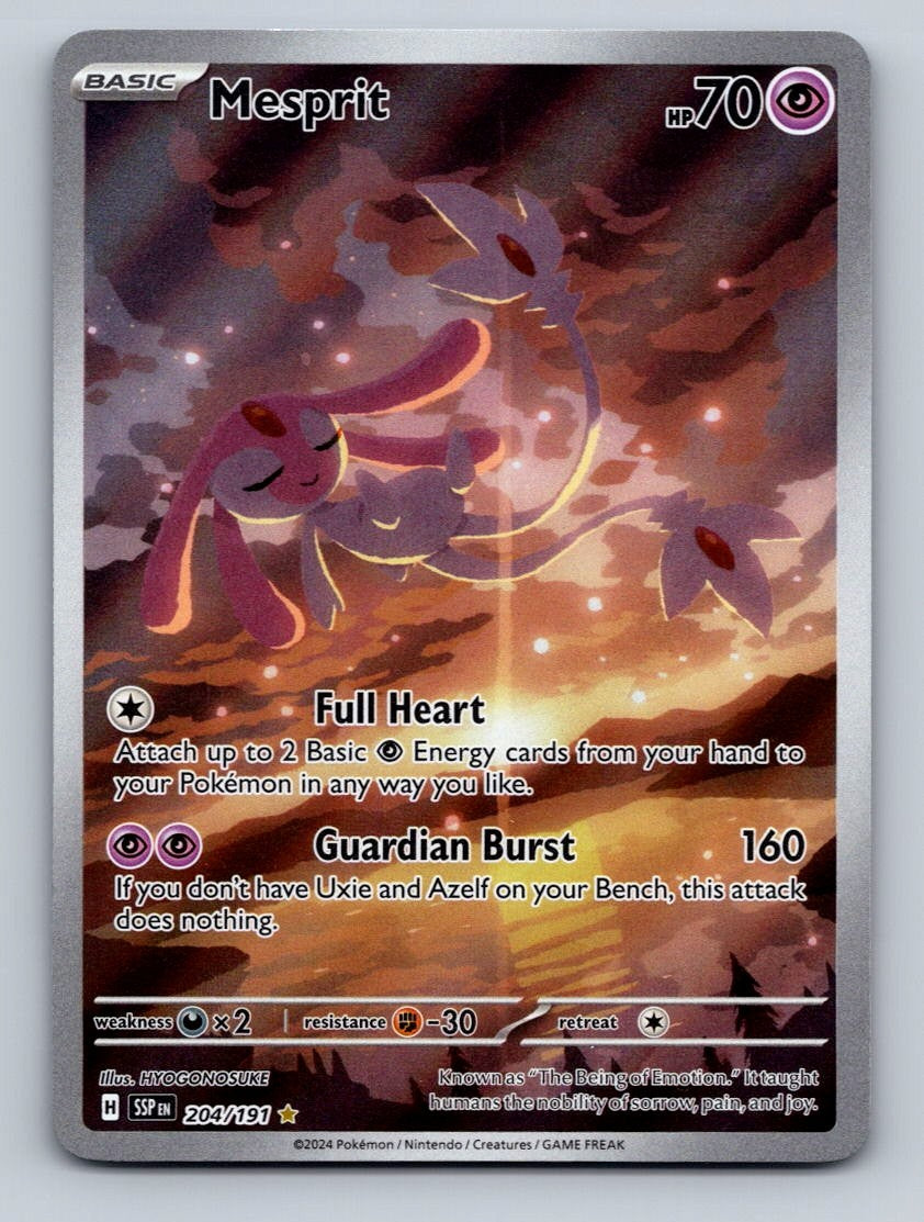 Pokemon TCG Mesprit - Holo Illustration Rare SV08: Surging Sparks 204/191
