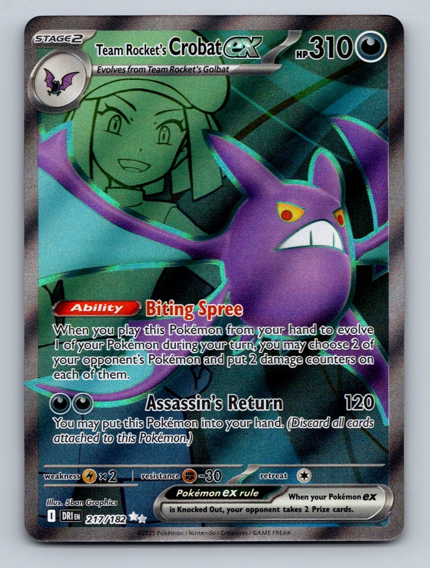 Pokemon TCG Team Rocket's Crobat ex - Holo Ultra Rare SV10: Destined Rivals 217/