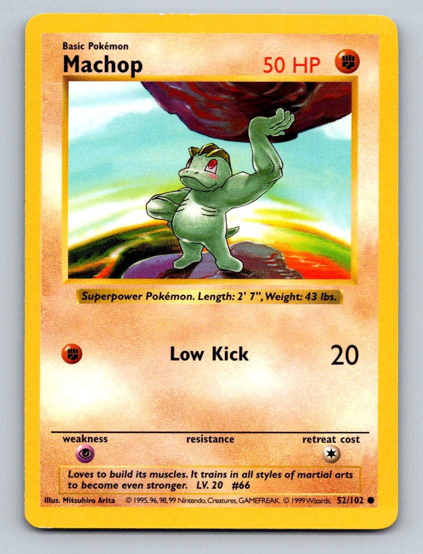 Machop Unlimited Common Base Set (Shadowless) 052/102 NM