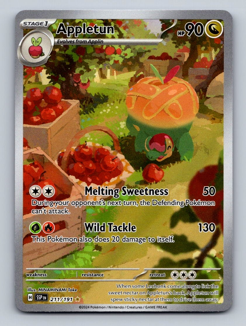 Pokemon TCG Appletun Holo Illustration Rare SV08: Surging Sparks 211/191