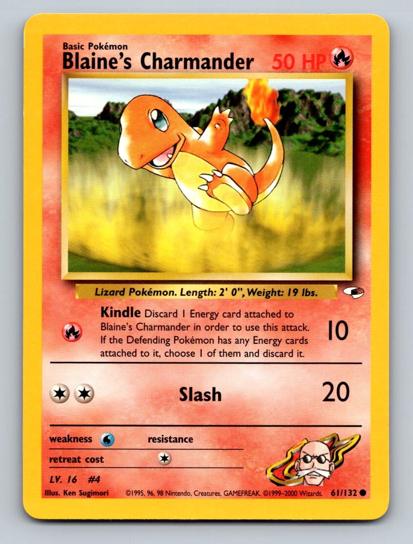 Pokemon TCG Blaine's Charmander Unlimited Common Gym Heroes 061/132