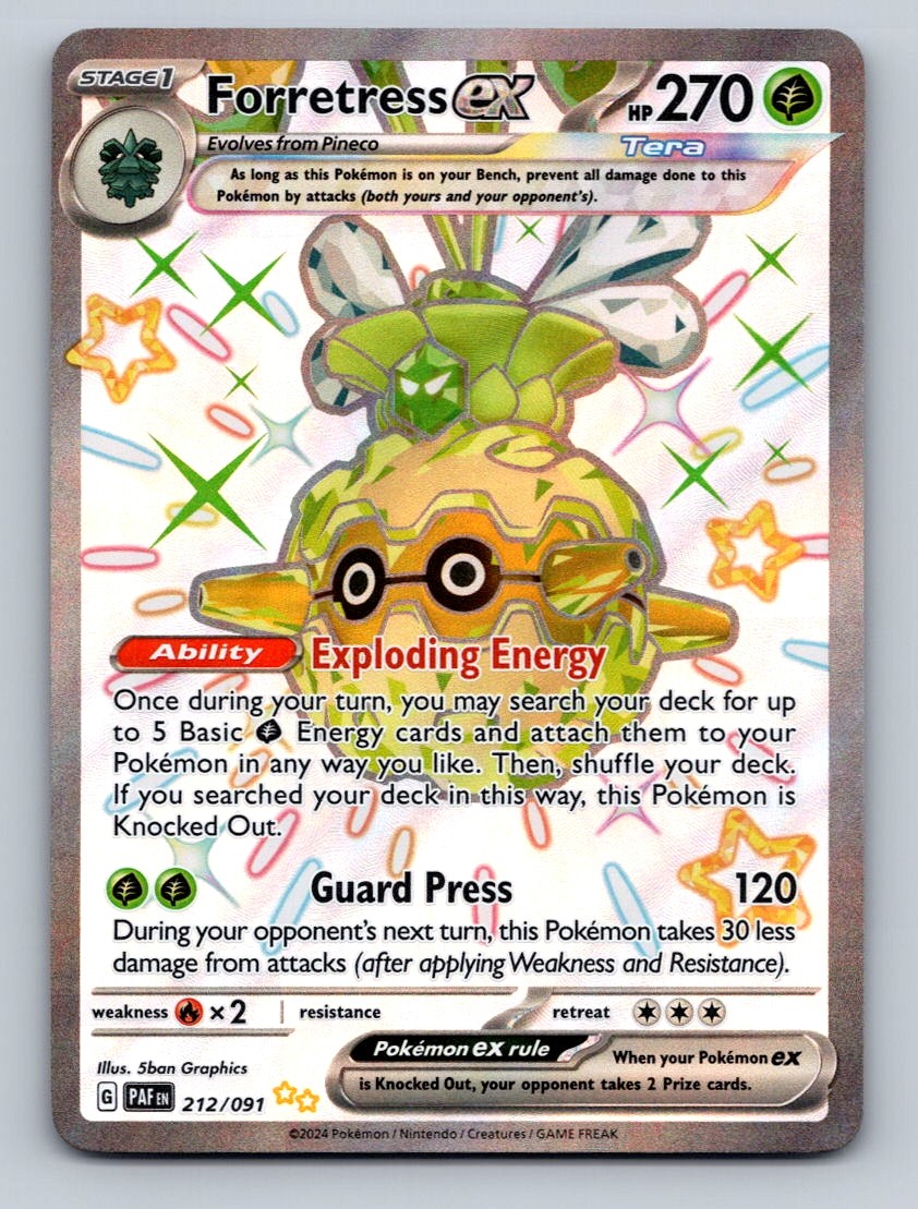 Pokemon TCG Forretress ex Holo Shiny Ultra Rare SV: Paldean Fates 212/091