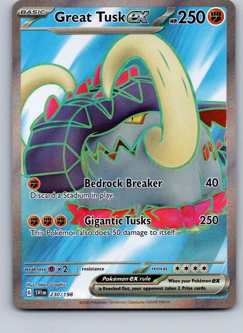Great Tusk ex Holo Ultra Rare SV01: Scarlet & Violet Base Set 230/198 NM