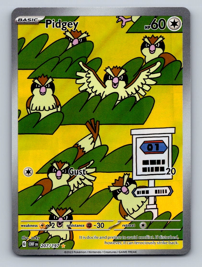 Pokemon TCG Pidgey Holo Illustration Rare SV03: Obsidian Flames 207/197