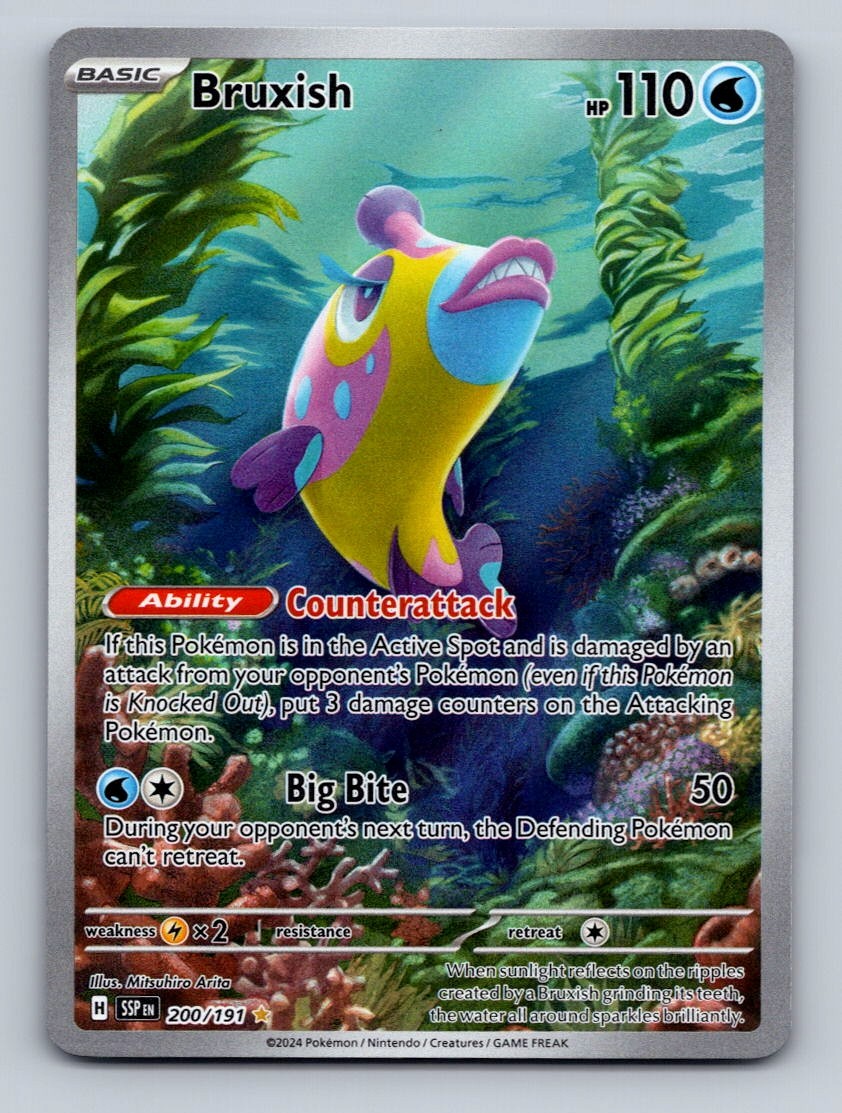 Pokemon TCG Bruxish Holo Illustration Rare SV08: Surging Sparks 200/191